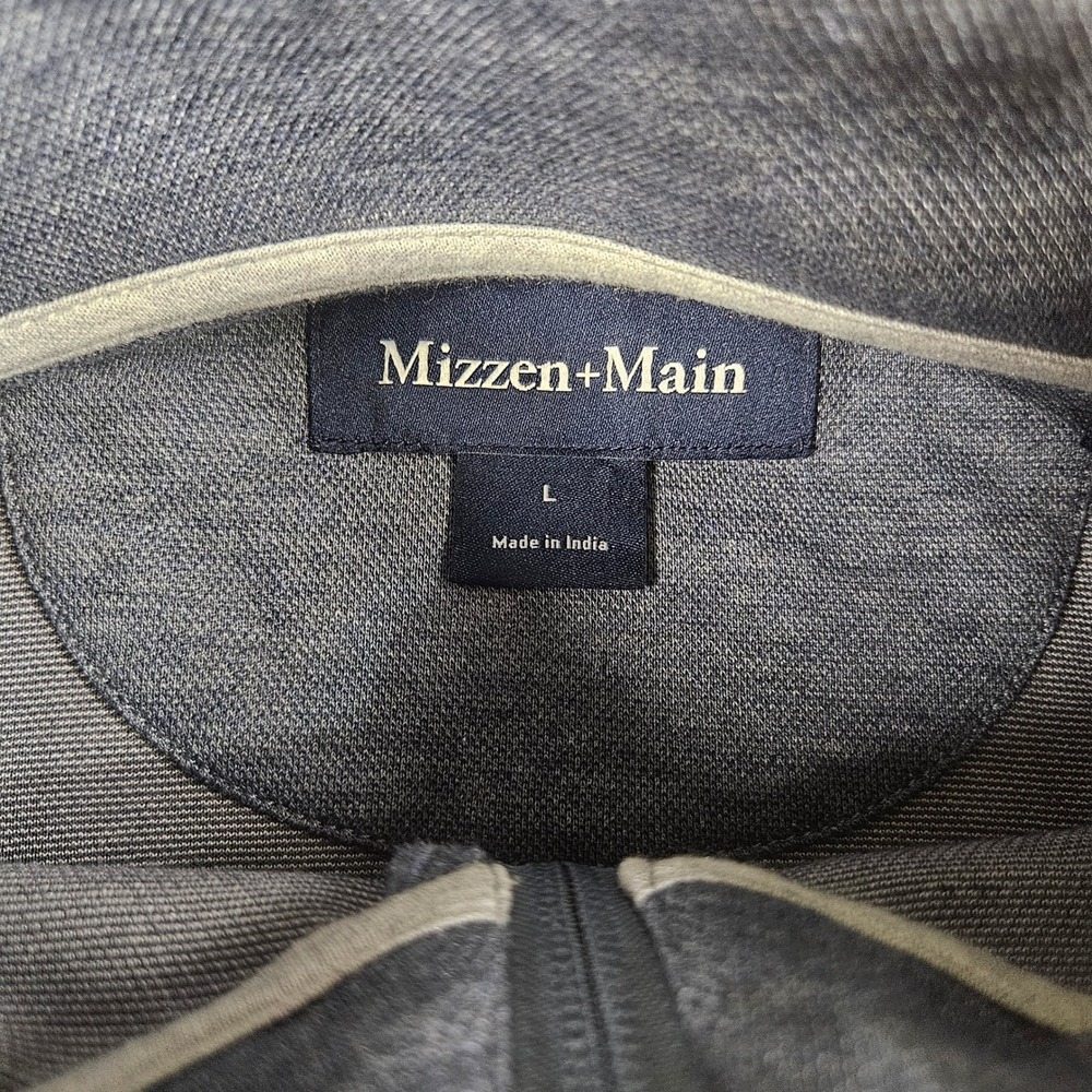 Mizzen+Main Quarter Zip Pullover Mens L Blue Heather Stretch Knit Coastal Preppy - Picture 8 of 15